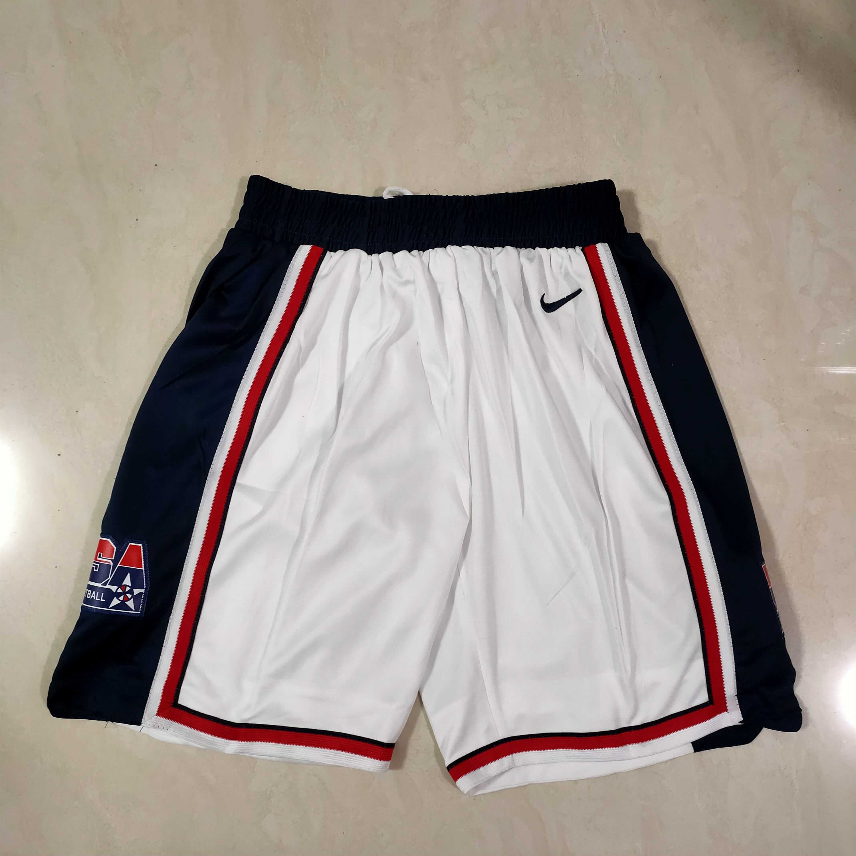 Men NBA USA White Shorts 0416